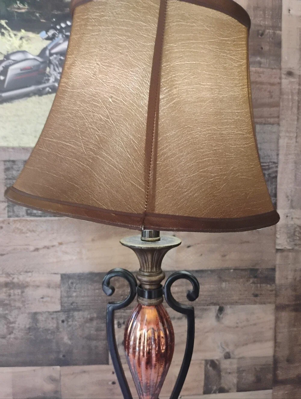 Elegant Table Lamp with Bell Shade and Mercury Glass Accent